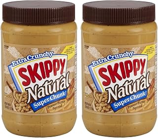 SKIPPY Natural SUPER CHUNK Peanut Butter Spread, 7 g Protein Per Serving, 40 oz.(Pack of 2)