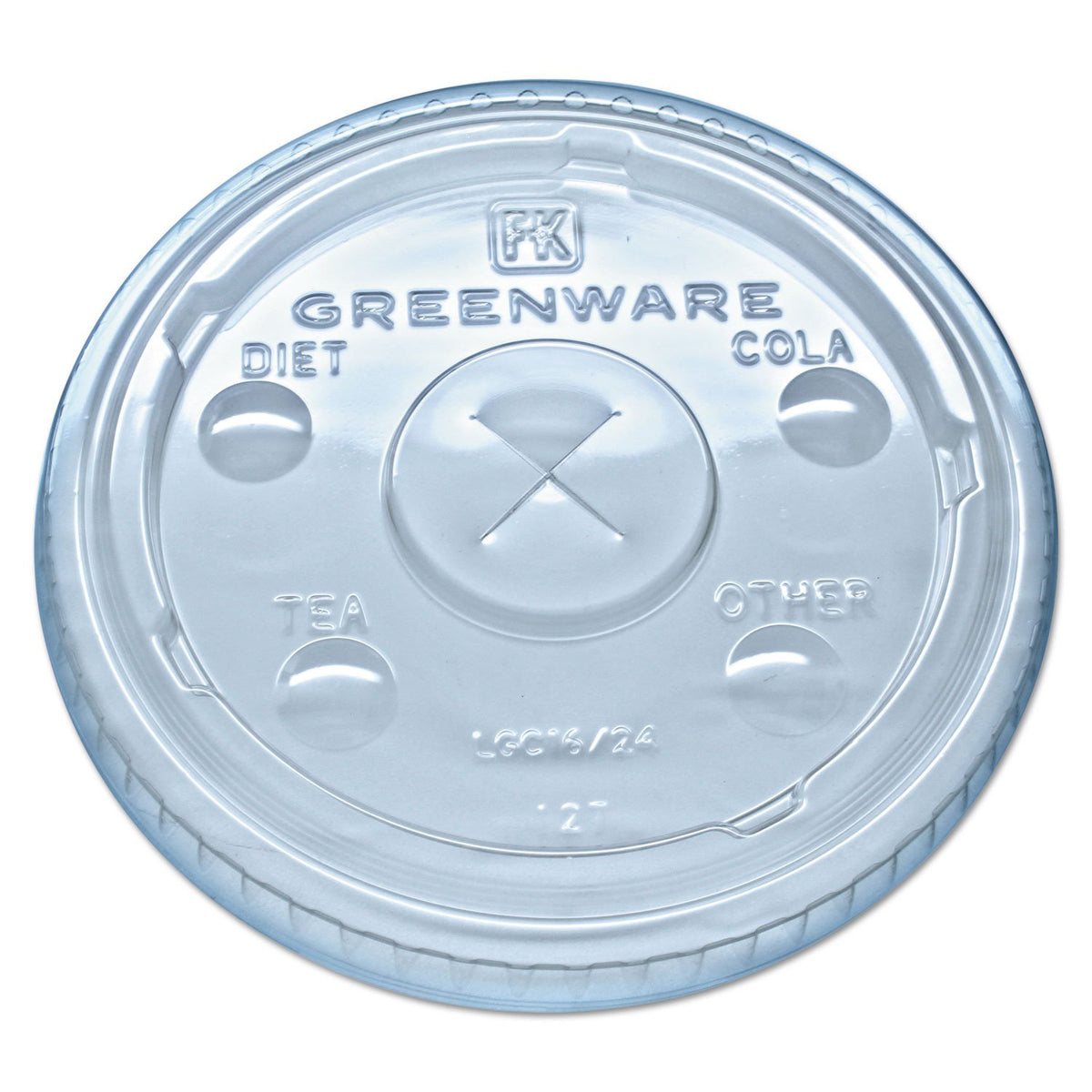 Fabri-Kal Greenware Cold Drink Lids – Fits 16 Oz, 18 Oz, 24 Oz Cups, X-Slot, Clear, 1,000/carton