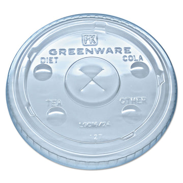 Fabri-Kal Greenware Cold Drink Lids – Fits 16 Oz, 18 Oz, 24 Oz Cups, X-Slot, Clear, 1,000/carton