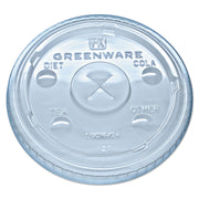 Fabri-Kal LGC1624 Greenware Cold Drink Lids Fits 16-18 24 oz Cups X-Slot Clear 1000/Carton – Container Lid