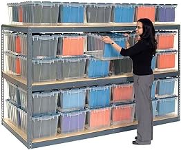 Global Industrial Record Storage Rack 72" W x 48" D x 60" H With Polyethylene File Boxes, Gray