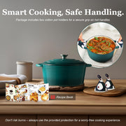 Overmont Cast Iron Dutch Oven, 7 Quart, Bottle Green