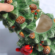 Forlong Ceramic Cookie Jar, Christmas Tree with Cardinal Bird, 8.2 x 7.3 x 9.8 Inches