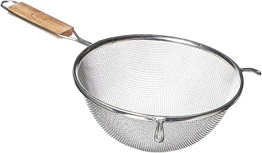 Tablecraft 8-Inch Single Mesh Strainer, Medium, 1, Tinned/wood handles