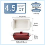 Lovecasa Stoneware Casserole Pan, 4.5 Quart, Gradient Red
