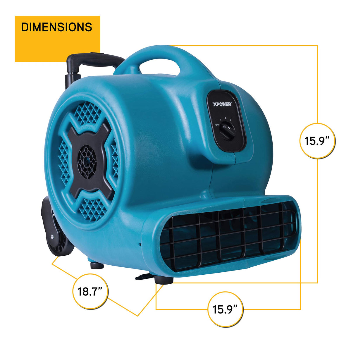 XPOWER 15.9" x 18.7" x 18.7" / Pro P-830H / Blue Air Dryers, Blowers & Blades