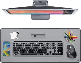 Logitech Studio Series Desk Mat Large 28x12 Inches - Mid Grey | Multifunctional large pad, extended mouse surface, office desk protector, anti-slip base, spill-resistant