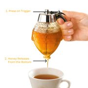 Hunnibi Honey Dispenser, 8 Oz Glass With Plastic Top, Honeycomb Design