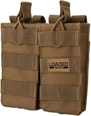 Barska Loaded Gear CX-850 MOLLE Double Mag Pouch – Tactical Open-Top Magazine Holder with Adjustable Bungee Straps