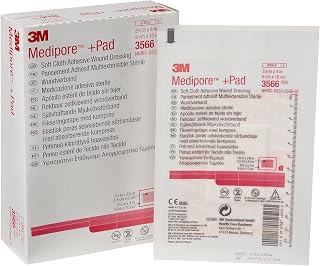 3M Medipore™ +Pad Soft Cloth Adhesive Wound Dressing, 3566, Dressing - 3-1/2 in x 4 in, Pad - 1-3/4 in x 2-3/8 in (Box of 25)