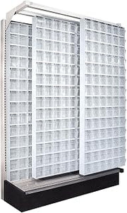 QUANTUM STORAGE SYSTEMS Quantum G-725306-56WT Freestanding Gondola Slider System with (56) QTB306 White Container Bins | for Grocery Pharmacy Convenience Stores | (180) Bin Compartments | 48"W x 19"D x 75"H, Carbon Steel