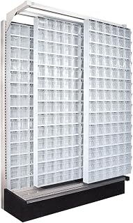 QUANTUM STORAGE SYSTEMS Quantum G-725306-56WT Freestanding Gondola Slider System with (56) QTB306 White Container Bins | for Grocery Pharmacy Convenience Stores | (180) Bin Compartments | 48"W x 19"D x 75"H, Carbon Steel