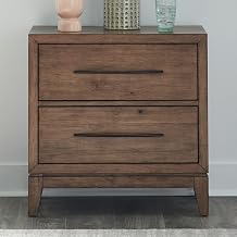 Liberty Furniture Shaker Lakes Nightstand with AC USB Charging Station Transitional Bedroom - Harvest Brown Maple Wood