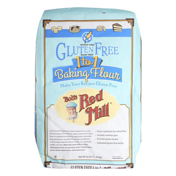 Gluten Free 1to1 Baking Flour - Single Bulk Item - 25LB by Bob's Red Mill – 400 Ounce (Pack of 1), Pack of 25, Model 1596709