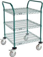NEXEL Utility CART, 3 Shelf, Poly-Green, 24INL X 24INW X 39INH, Polyurethane Brake CAST