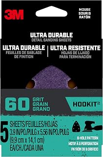 3M Ultra Durable Detail Sanding Sheets, 60 grit, 5/Pack