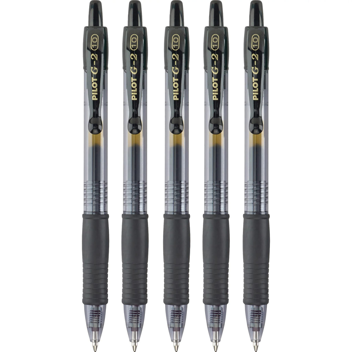 G2 Premium Rolling Ball Gel Pens by PILOT – 5 Count (Pack of 2), Rubber, Black, Pack of 2, Model 31303