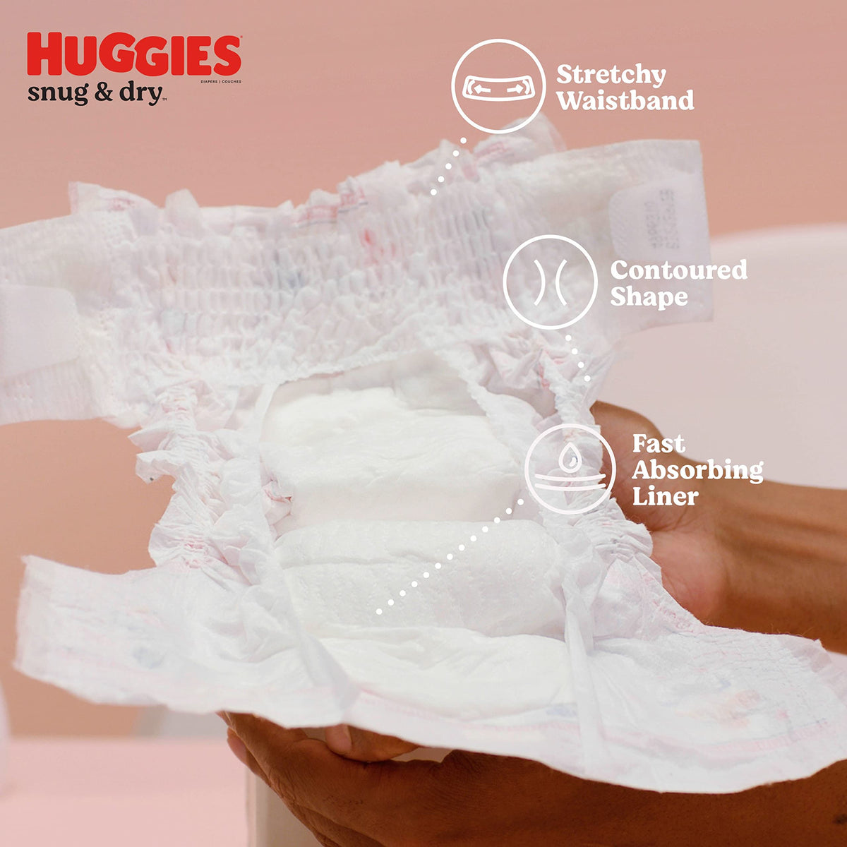 Snug & Dry Diapers by HUGGIES – 124 Count (Pack of 1), Rubber, White, Model 44676