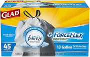 Glad Odor Shield Force Flex Tall Drawstring Garbage Bags 45 ct (2 Pack)