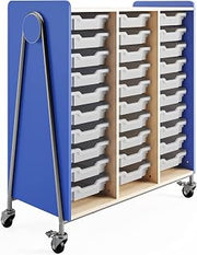 Safco Products 3930SBU Whiffle Typical 10, Triple Column 30-Tote Rolling Storage Cart with Magnetic Dry-Erase Back, 48" H, Tall, Spectrum Blue