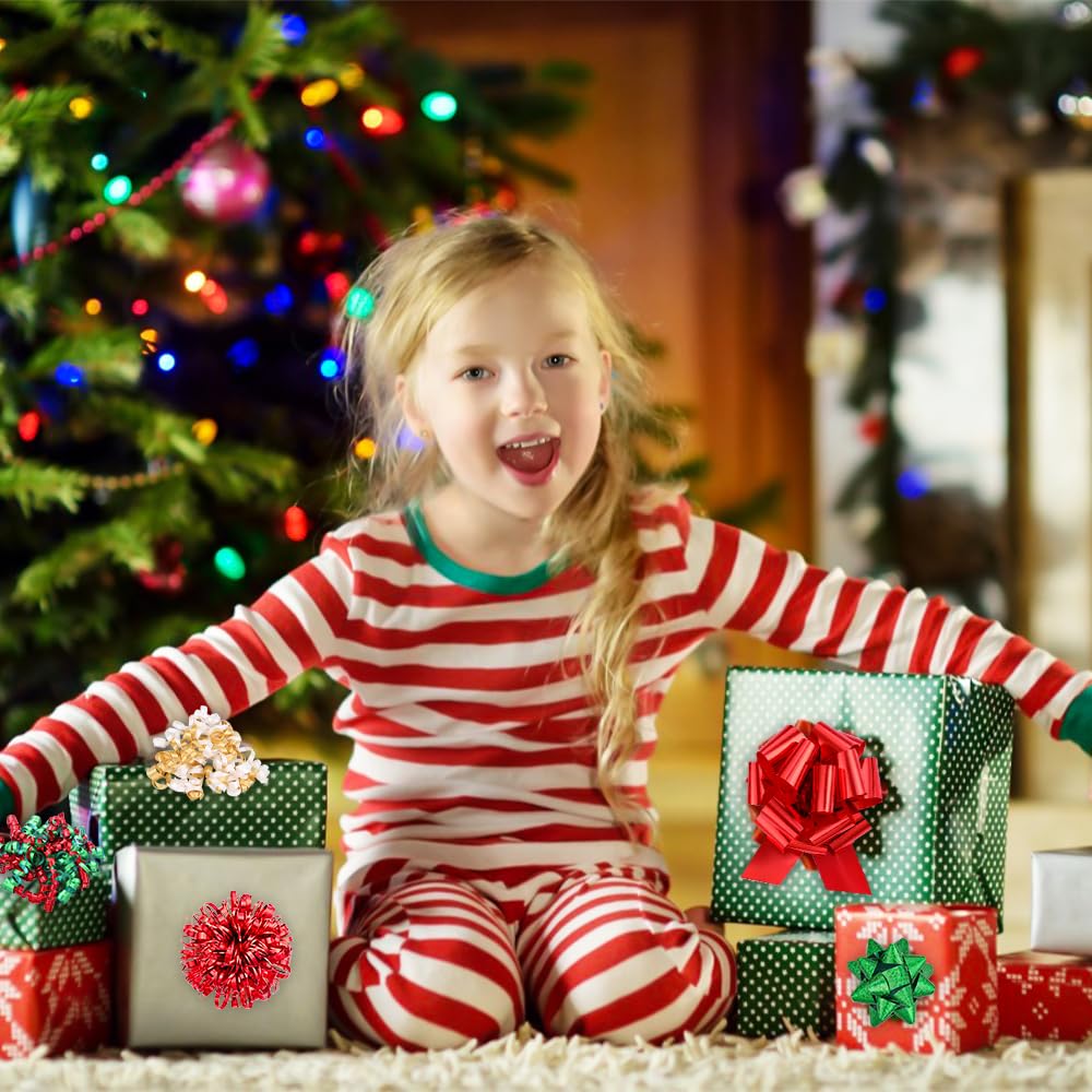 YUJUN Christmas Gift Bows Set, 23 Pieces, Red and Green