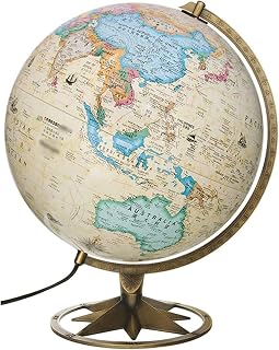 POCHY Beautiful Globe Illuminated Globe with Metal Stand Lighted Led World Globe Antique Globes Adult Geographic Globes Night Light Fine and Clear