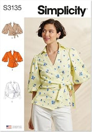 Simplicity S3135 Women's Close-Fitting Wrap Top Sewing Pattern, Sizes 18-26