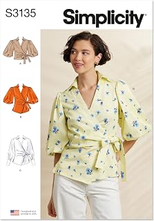 Simplicity S3135 Women's Close-Fitting Wrap Top Sewing Pattern, Sizes 18-26
