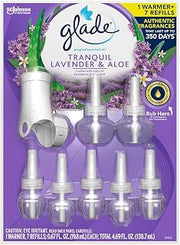 Glade Tranquil Lavender & Aloe PlugIns Scented Oil 7 Refills + Warmer