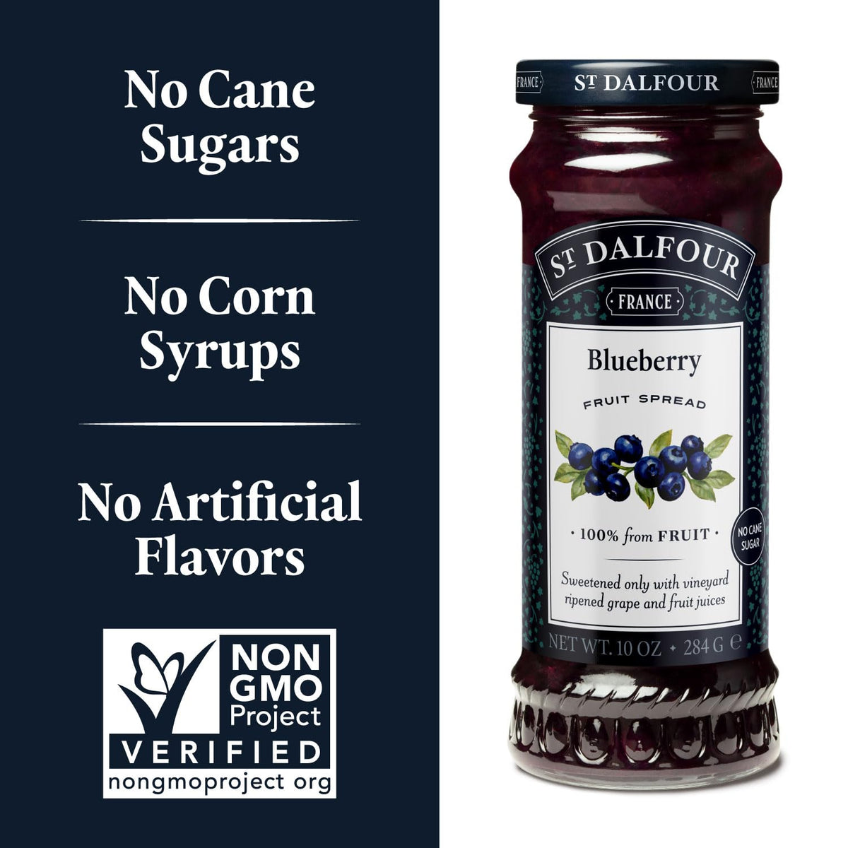 Blueberry Fruit Spread - 10oz - 100% from Fruit by ST. DALFOUR – 10 Ounce (Pack of 6), Pack of 6, Model 95724