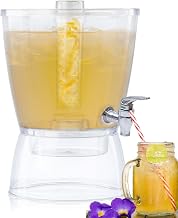 TableCraft BAD1500 1.5 Gal BPA-Free Beverage Dispenser, Clear SAN Plastic, Compact with Infuser Core, Hand-Wash Only, Ideal for Parties and Events
