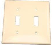 Leviton 2-Gang Toggle Device Switch Wallplate, Standard Size, Thermoplastic Nylon, Device Mount, 80709-T, Light Almond
