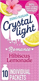Crystal Light Drink Mix, 10 packets, Hibiscus Lemonade, 0.14 oz | Zero Sugar & 90% Fewer Calories, Single-Serve Packets, Mix with Water