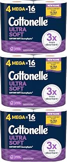 Cottonelle Toilet Paper, 244 Sheets | Ultra Comfort Soft | 4 Mega Rolls | Pack of 3