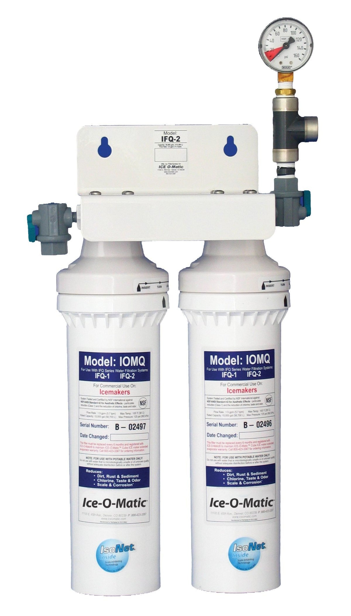 Commercial Duel Water Filter Assembly by Ice-O-Matic – 16*10*7, 2400.0 pounds, Iron, White, Model IFQ2