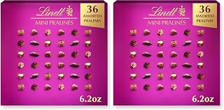Lindt Mini Pralines, Assorted Chocolate Candy Pralines With Premium Filling, Great For Gift Giving, 6.2 oz. Gift Box (Pack of 2)