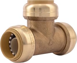 SharkBite 1 Inch Tee, Push to Connect Brass Plumbing Fitting, PEX Pipe, Copper, CPVC, PE-RT, HDPE, U374LFA