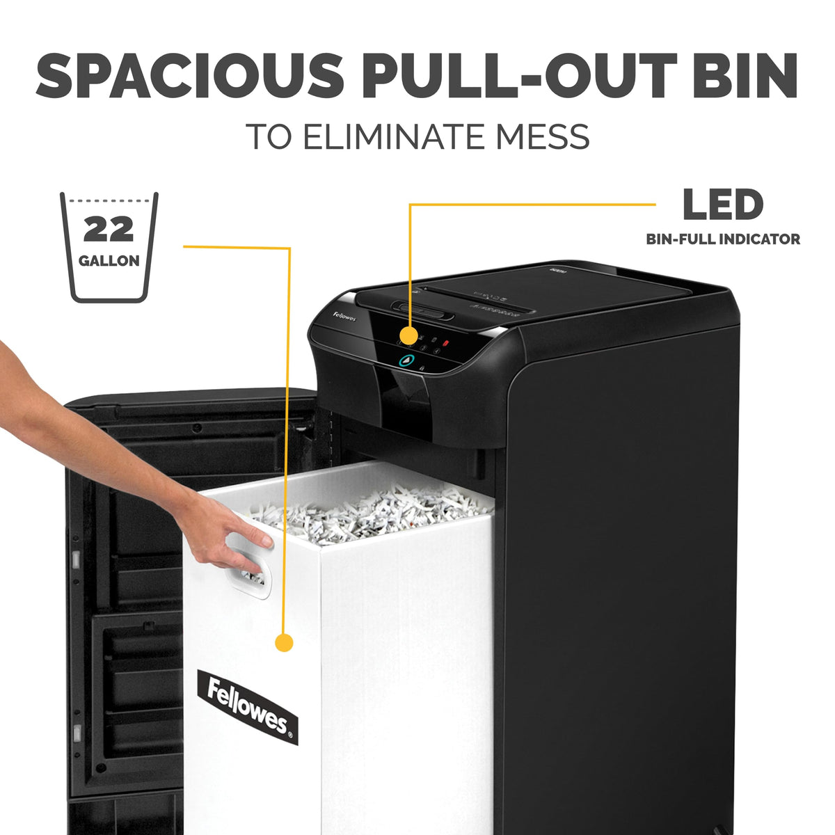 AutoMax 600M 2-in-1 Heavy Duty Auto Feed Commercial Paper Shredder with Micro-Cut by Fellowes – Micro-Cut, 83.0 liters, Black, Model 4657301