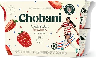 Chobani Non-Fat Greek Yogurt Strawberry on the Bottom 5.3oz 4-pack