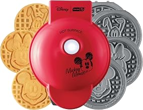 Disney | Dash Mickey MultiMaker Mini Waffle Maker, Ceramic Nonstick, Red