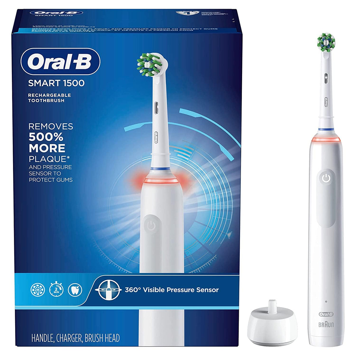 Oral-B White / 1 Count (Pack of 1) / Smart 1500 CrossAction Toothbrush Rotating