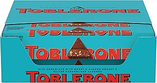 Toblerone Milk Chocolate Bar with Salted Caramelized Almonds, 20 Bars | Honey and Almond Nougat, Bulk Chocolate