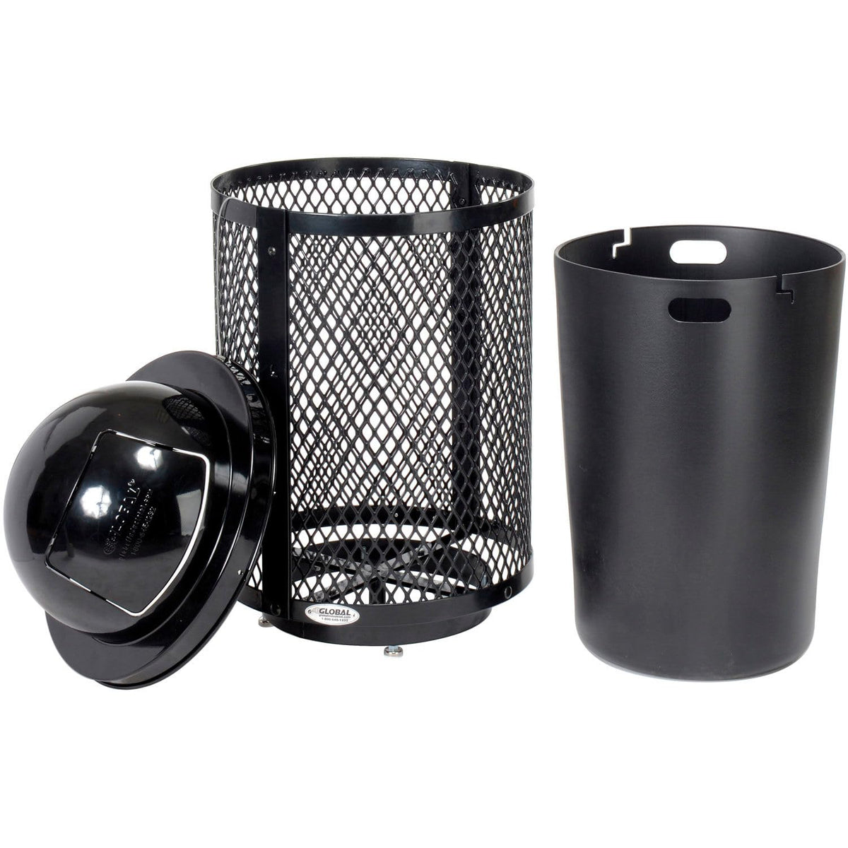 36 Gallon Outdoor Commercial Trash Can by Global Industrial – 23.5 inches (Diameter) x 43 inches (Height), 36.0 gallons, Steel, Black, Model 261948BKD