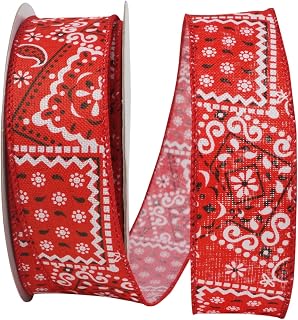 Reliant Ribbon Bandana Today Wired Edge Ribbon, 1-1/2 Inch X 20 Yards, Red