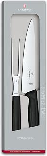 Victorinox Swiss Classic Carving Set, Set of 2, Extra Sharp Blade, Robust Handle, Swiss Made, Black