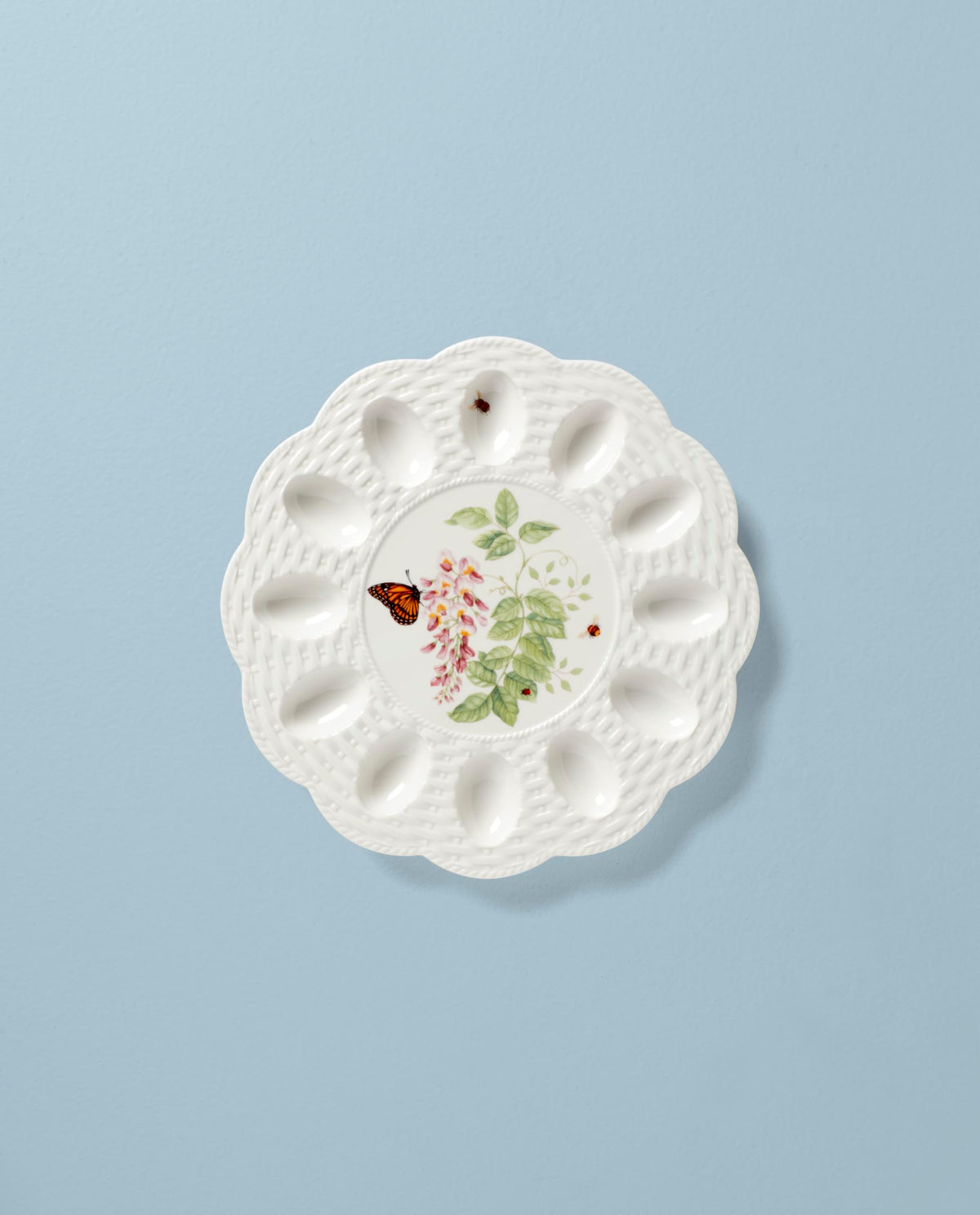 Butterfly Meadow Egg Tray by Lenox – 11.8" x 11.8" x 0.8", Porcelain, Multicolor, Model 893457