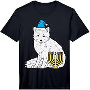 Jewish Arctic Snow Fox Menorah Hanukkah Chanukah Animal Performance T-Shirt