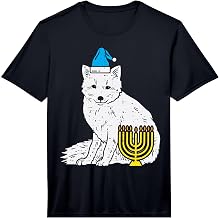 Jewish Arctic Snow Fox Menorah Hanukkah Chanukah Animal Performance T-Shirt