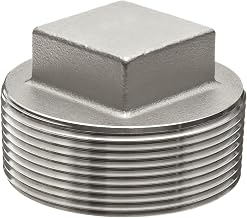 Stainless Steel 304 Cast Pipe Fitting, Square Head Cored Plug, Class 150, 1-1/4" NPT Male