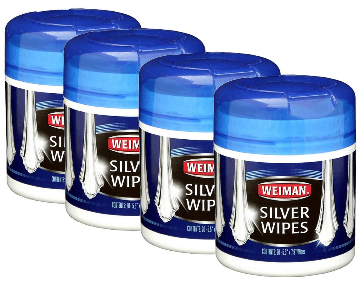 20CT Silver Wipes (Pack of 4) by Weiman – 20 Count (Pack of 4), Silver, Pack of 4